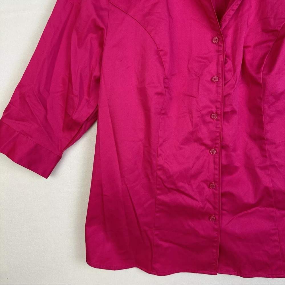 Lane Bryant Button Down Shirt Women’s Plus Size 18 Hot Pink 3/4 Sleeve NWT - Picture 11 of 14